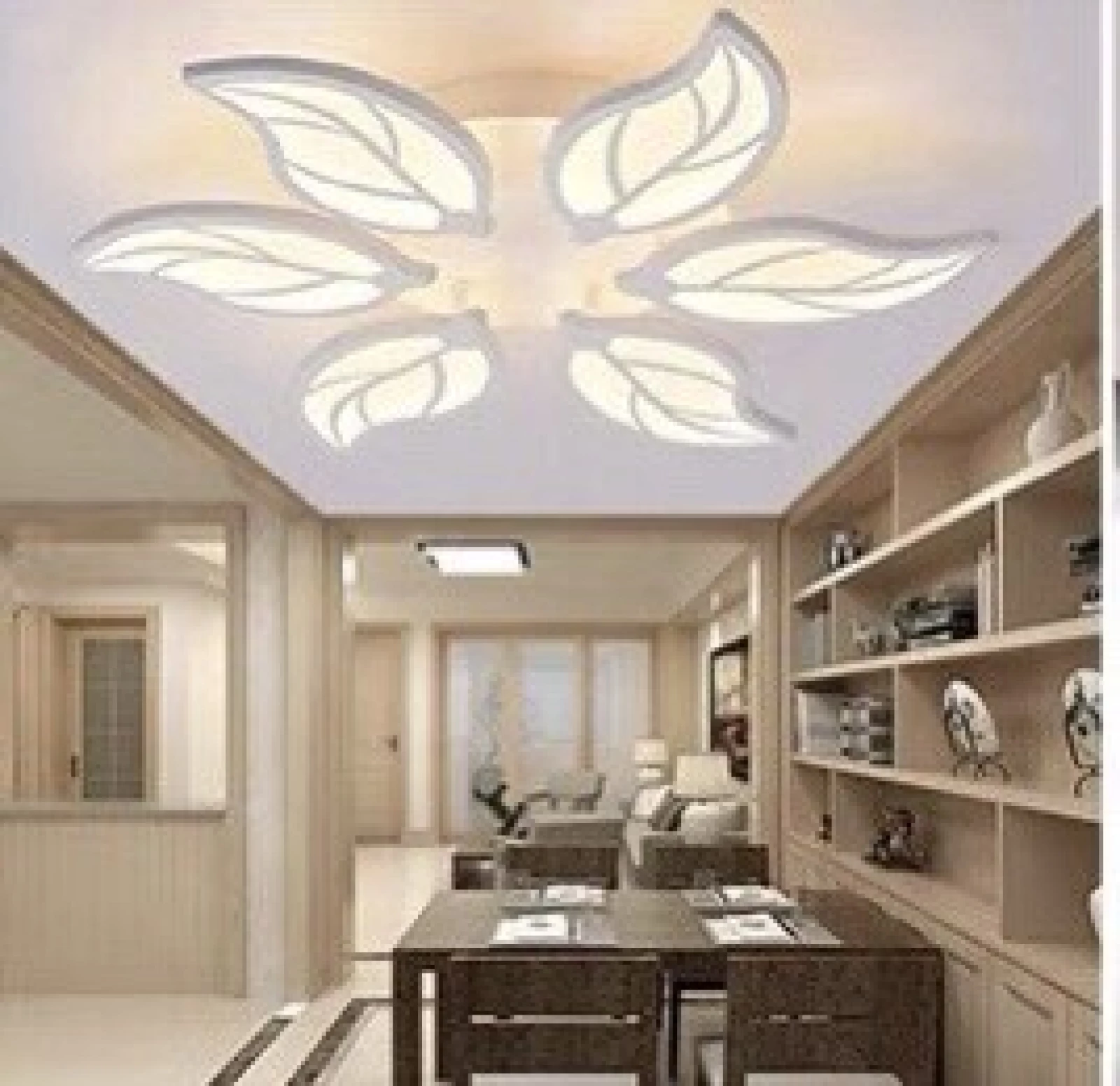 Đèn Led Ốp Trần Mica 6 Tay Hình Lá Cây